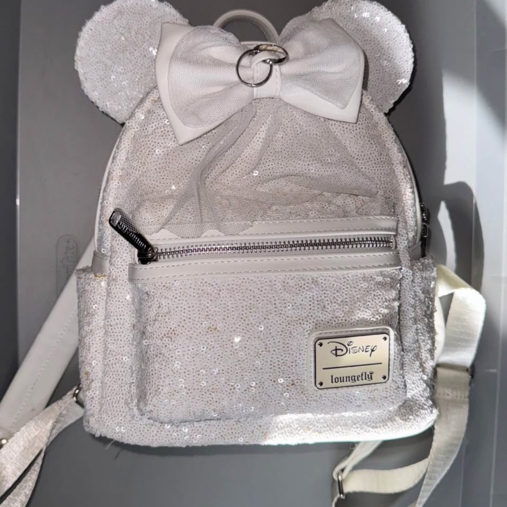 Loungefly Disney White Sequin Backpack
